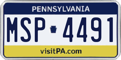 PA license plate MSP4491