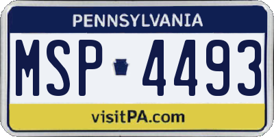 PA license plate MSP4493