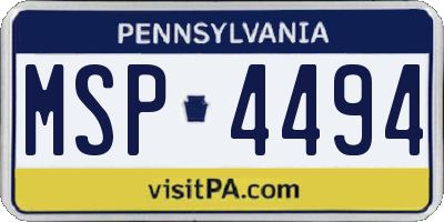 PA license plate MSP4494
