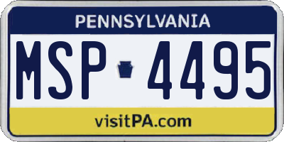 PA license plate MSP4495