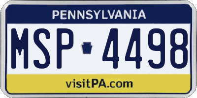 PA license plate MSP4498