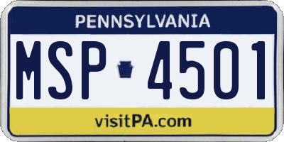 PA license plate MSP4501