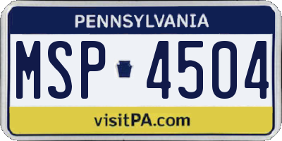 PA license plate MSP4504