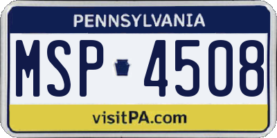 PA license plate MSP4508