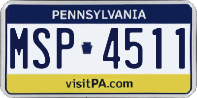 PA license plate MSP4511