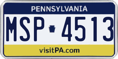 PA license plate MSP4513