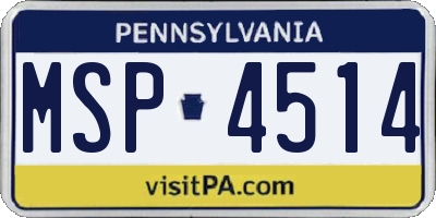 PA license plate MSP4514