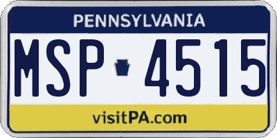 PA license plate MSP4515