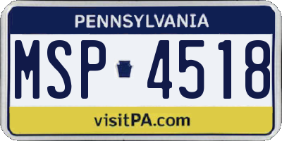 PA license plate MSP4518