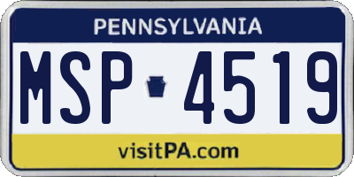 PA license plate MSP4519