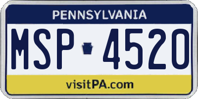 PA license plate MSP4520