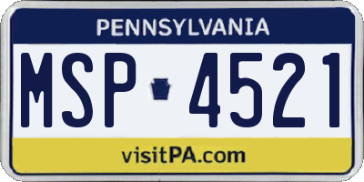 PA license plate MSP4521
