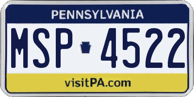 PA license plate MSP4522