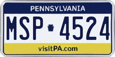 PA license plate MSP4524