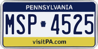 PA license plate MSP4525