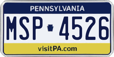 PA license plate MSP4526