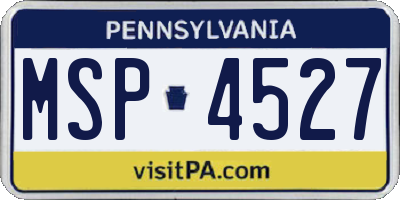 PA license plate MSP4527