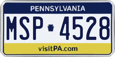 PA license plate MSP4528