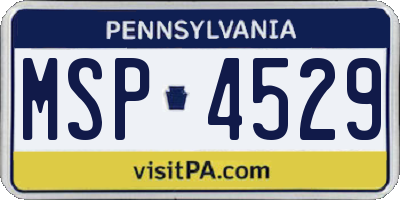 PA license plate MSP4529