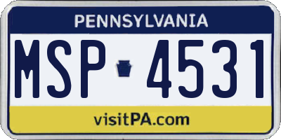 PA license plate MSP4531