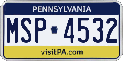 PA license plate MSP4532