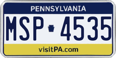 PA license plate MSP4535