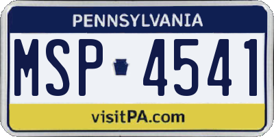 PA license plate MSP4541