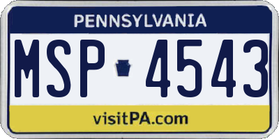 PA license plate MSP4543