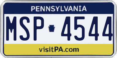 PA license plate MSP4544