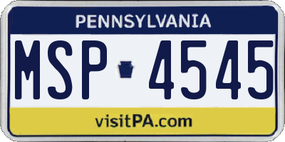 PA license plate MSP4545