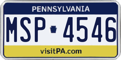 PA license plate MSP4546