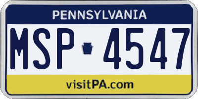 PA license plate MSP4547