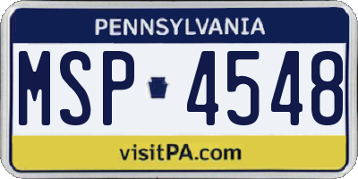 PA license plate MSP4548