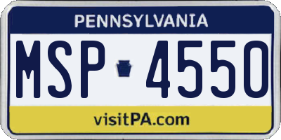 PA license plate MSP4550
