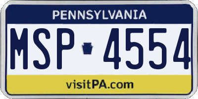 PA license plate MSP4554