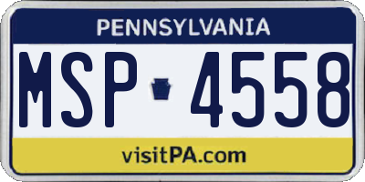 PA license plate MSP4558