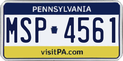 PA license plate MSP4561