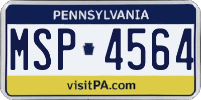 PA license plate MSP4564