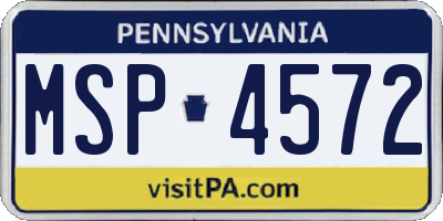 PA license plate MSP4572