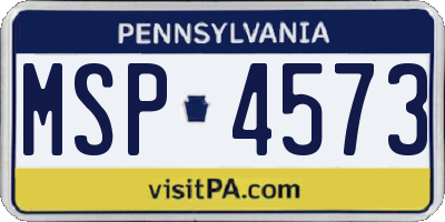 PA license plate MSP4573