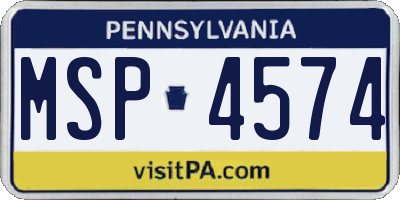 PA license plate MSP4574