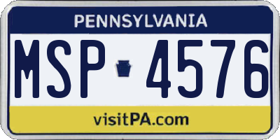 PA license plate MSP4576