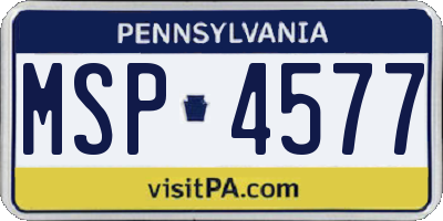 PA license plate MSP4577