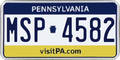 PA license plate MSP4582