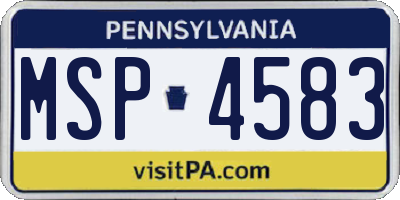 PA license plate MSP4583