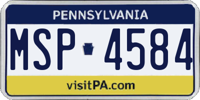 PA license plate MSP4584