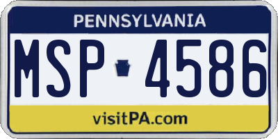 PA license plate MSP4586