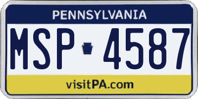 PA license plate MSP4587
