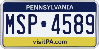PA license plate MSP4589