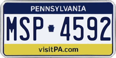 PA license plate MSP4592